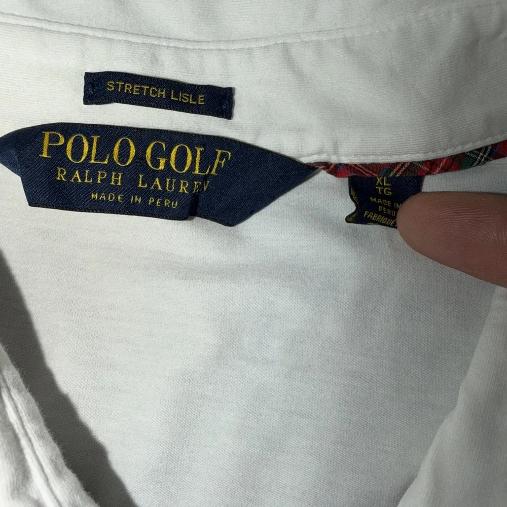 Polo Golf Ralph Lauren Stretch Lisle Polo Mens XL White/ Blue Horse